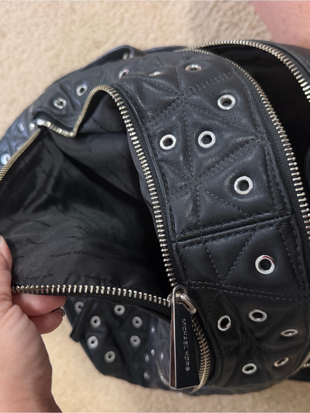 Michael Kors Studded Black Mini Backpack - Picture 8 of 10